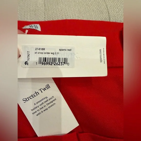 NWT SPANX “Spanx Red” High-Rise Wide Leg Crop Pants - Picture 5 of 5